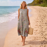 Annika | Vildblomma Midi Ruha Fekete - Klasszikus Design Kényelmes Anyagból
