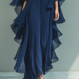 Dragica | Tengerészen Chiffon Szett Rózsák